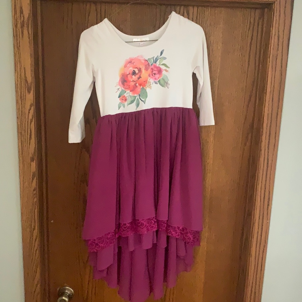 Cream and maroon 3/4 sleeves, girls size 10, Oopsie Daisy